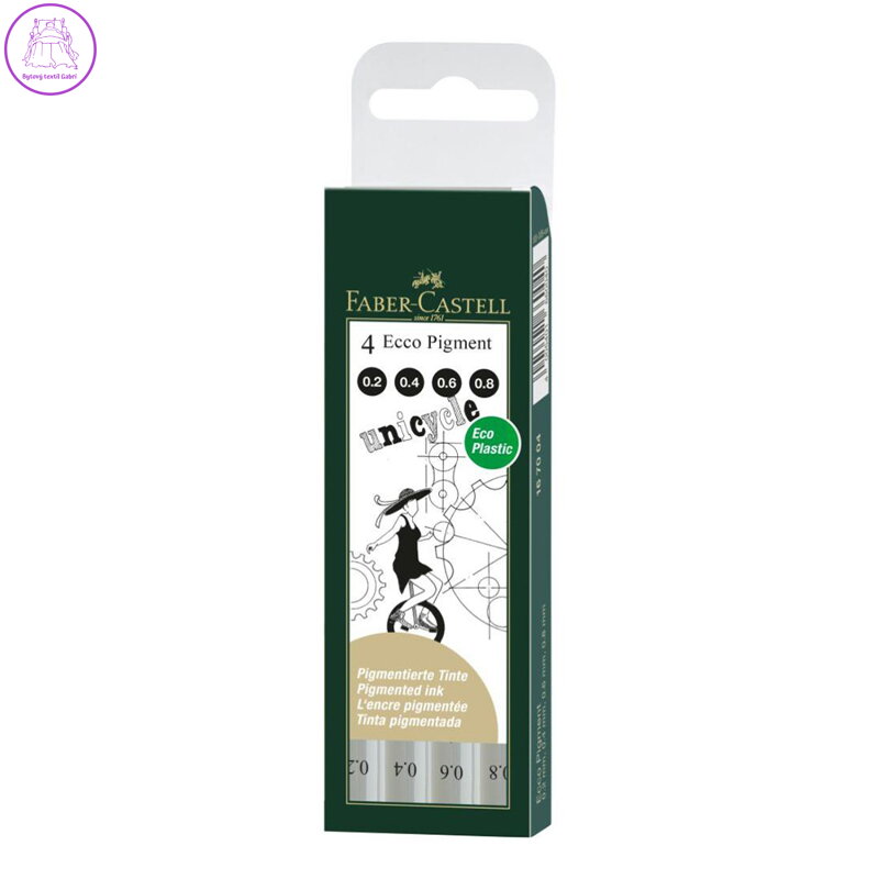Faber-Castell Ecco Pigment technické pero - sada 4 ks (0,2-0,4-0,6-0,8 mm)