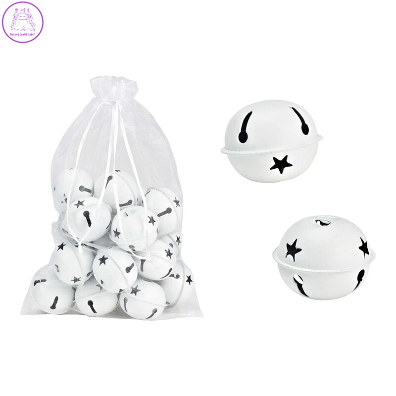 Závěsná dekorace - kovové rolničky, bílé - sada 18 ks, 5x4x5 cm