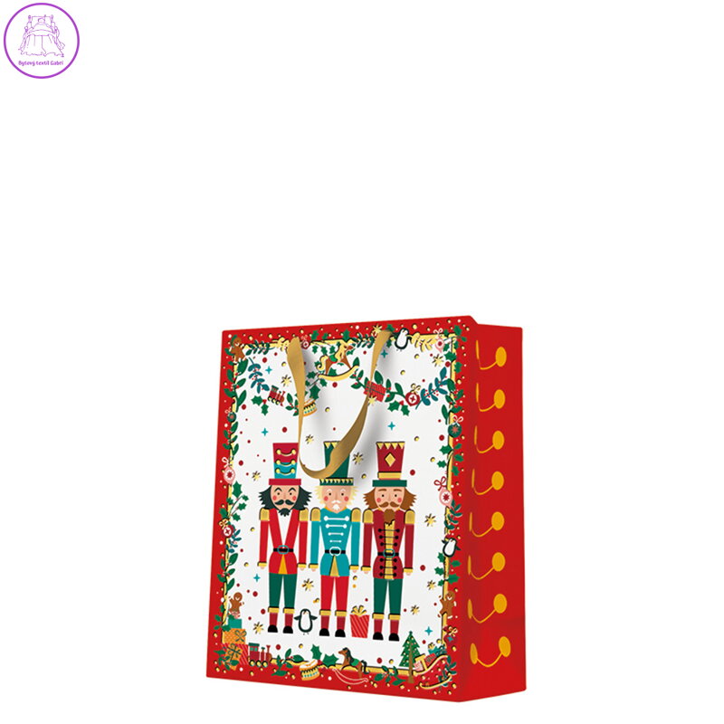 Dárková taška stredne velká - Nutcracker with garlands 20x10x25 cm