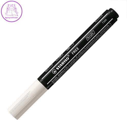 Akrylový popisovač STABILO FREE Acrylic T300 Kulatý hrot 2-3 mm - bílý Akrylový popisovač STABILO FREE Acrylic T300 Kulatý hrot 2-3 mm - bílý