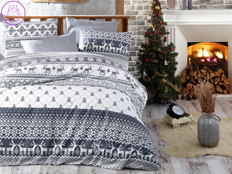 Vánoční bavlněný povlak na polštář Christmas grey