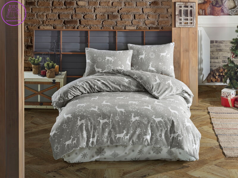 Flanelové francouzské povlečení 240x220, 70x90 Escama grey
