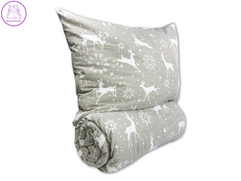 Prodloužené flanelové povlečení 140x220, 70x90 Escama grey