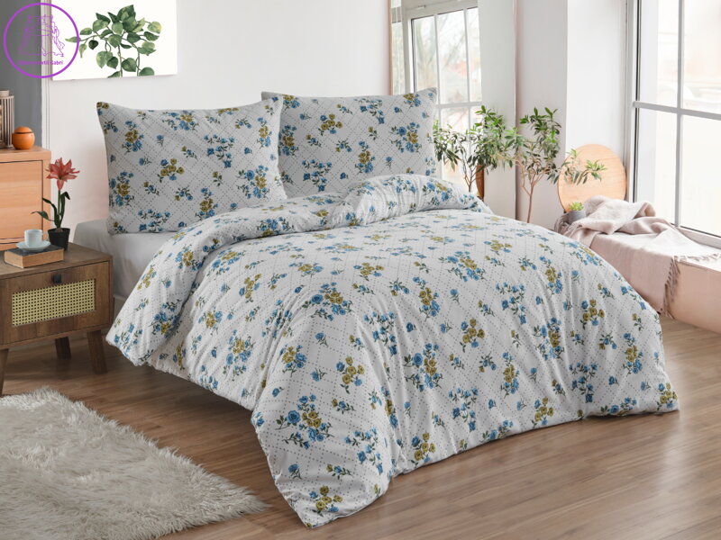 Flanelové francouzské povlečení 220x200, 70x90 Olivie blue