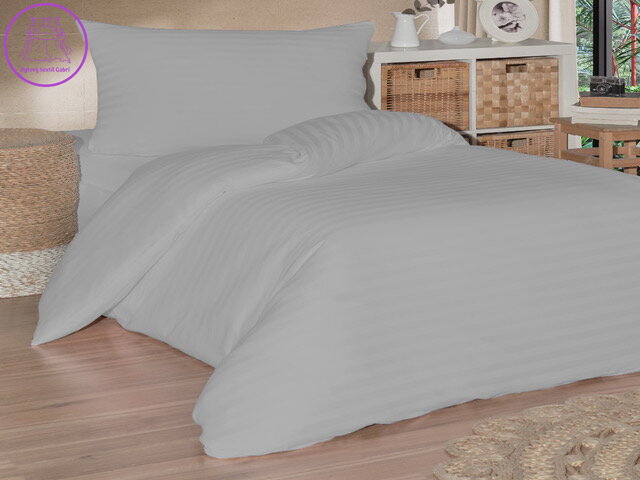 Povlečení saténový proužek 140x200, 70x90cm šedé