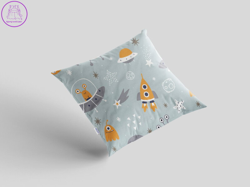 Krepový povlak na polštář 40x40 cm s dětským motivem vesmírné ufo