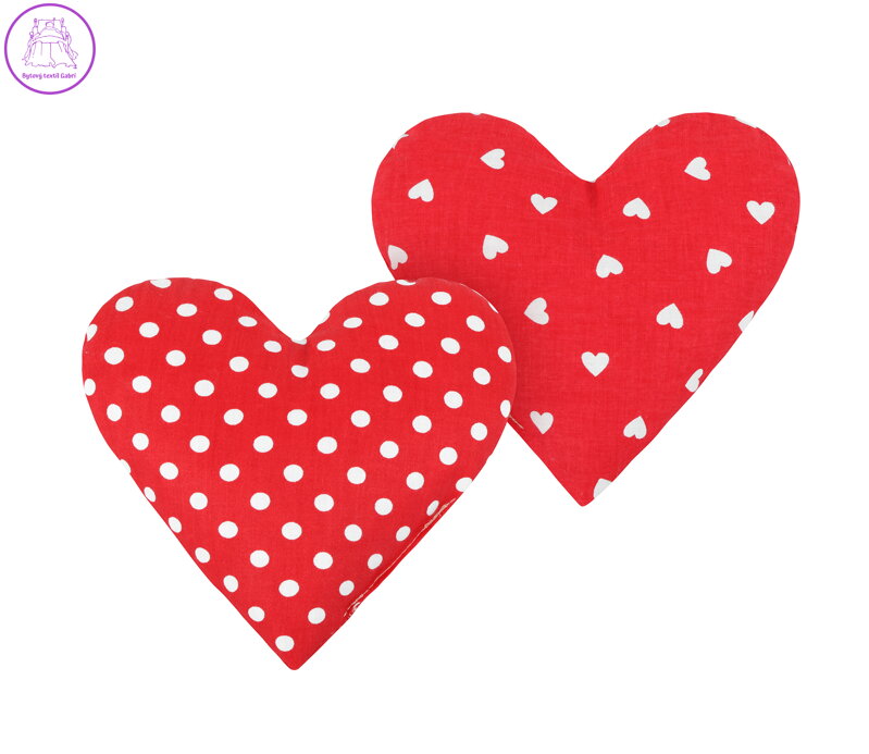 Polštářek srdíčko SADA 2ks puntík a srdíčka červená