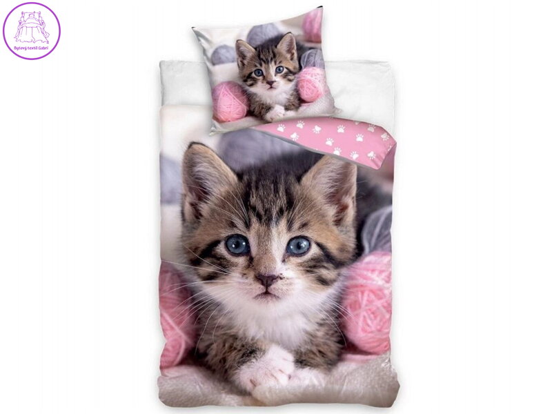 Povlečení fototisk Koťátko s klubíčky 140x200, 70x90 cm