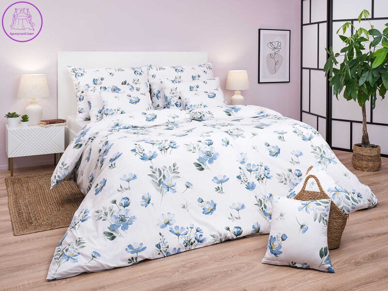 Povlečení bavlna Sasanka modrá 140x200, 70x90 cm II.jakost