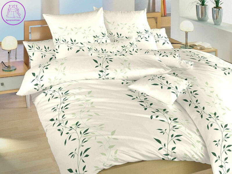 Dadka Povlečení flanel Mandevila zelená na banánovém 140x200, 70x90 cm