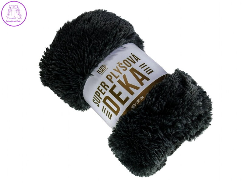 Deka s dlouhým vlasem Černá 150x200 cm