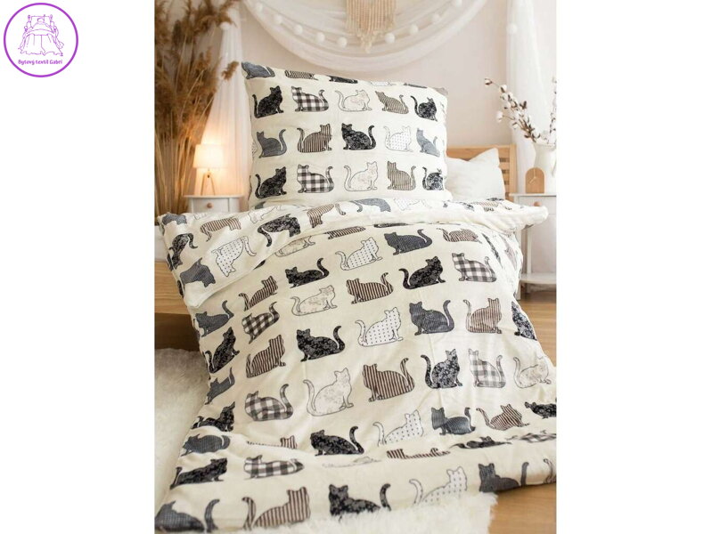 Jerry Fabrics Povlečení mikroflanel Kočky 140x200, 70x90 cm