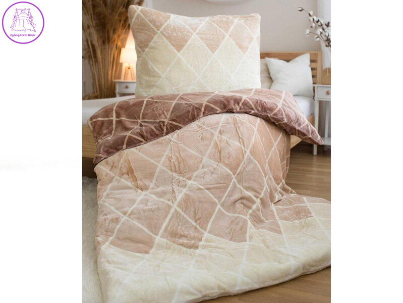 Jerry Fabrics Povlečení mikroflanel Káry béžové 140x200, 70x90 cm