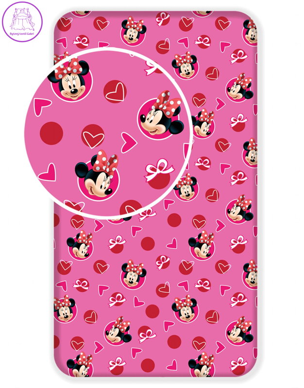 Jerry Fabrics Prostěradlo Minnie Hearts 02 90x200x25 cm