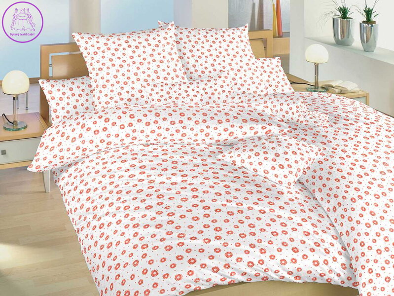 Dadka Povlečení krep Anežka lososová na bílém 140x200, 70x90 cm