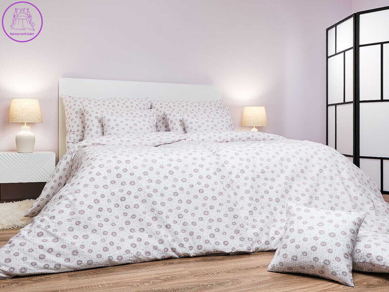 Dadka Povlečení krep Anežka pudrová na bílém 140x200, 70x90 cm