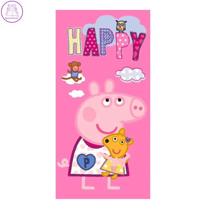 Carbotex Osuška Prasátko Pepina a Medvídek Teddy 70x140 cm