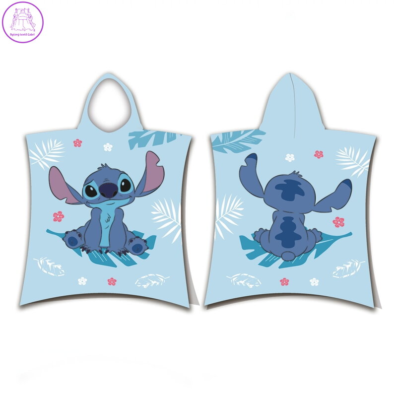 Jerry Fabrics Plážová osuška pončo Lilo and Stitch Blue 50x115 cm