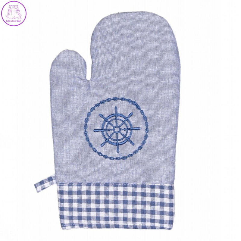 Forbyt Kuchyňská chňapka Káro a kruh modrá 1 ks 18x28 cm