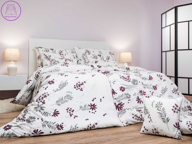 Dadka Povlečení krep Agáta vínová na bílém 140x200, 70x90 cm