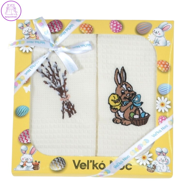 Praktik Dárková sada utěrek Kiara Velikonoce žlutá Zajíček 50x70 cm 2 ks