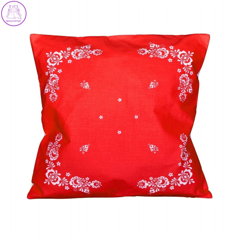 Forbyt Povlak na polštář bavlna Folk podklad červený 38x38 cm