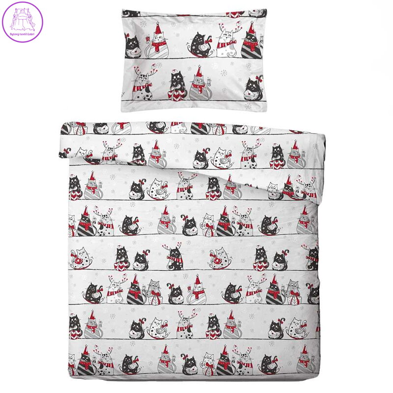 SVITAP sleep well Povlečení mikroflanel Kočky na střeše 140x200, 70x90 cm