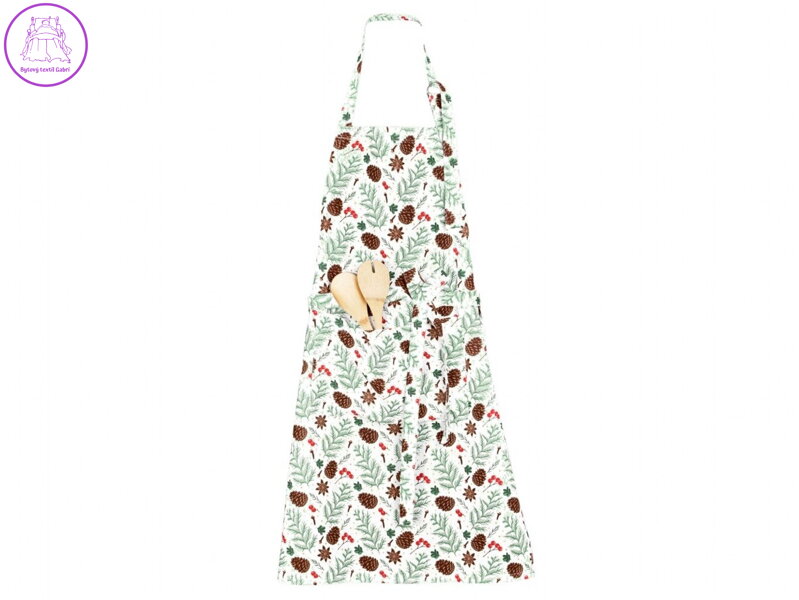 Kuchyňská vánoční zástěra Šišky BY101 70x90 cm