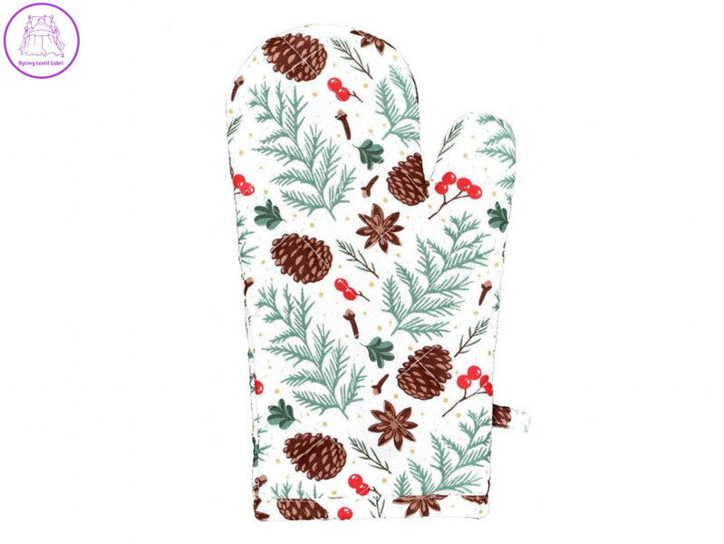 Vánoční kuchyňská chňapka 1 ks Šišky BY101 18x28 cm