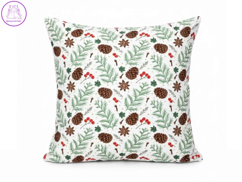Vánoční povlak bavlna Šišky BY101 40x40 cm