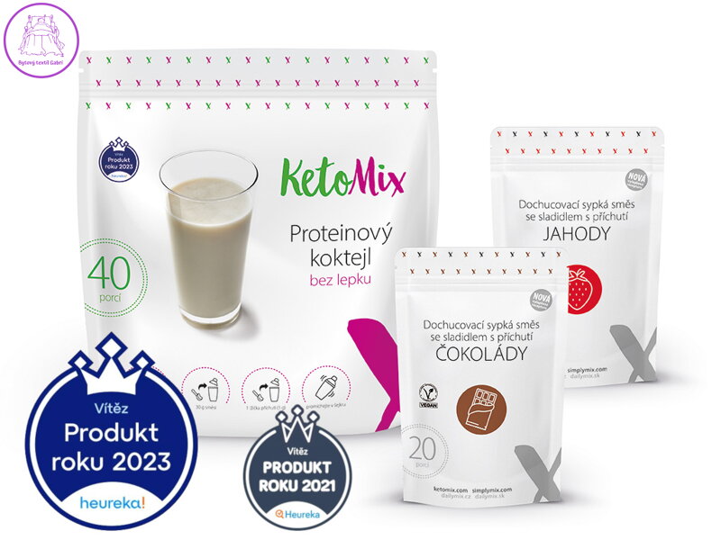 KetoMix Proteinový koktejl 1200 g (40 porcí) + příchuť vanilka a borůvka