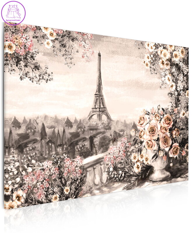 Obraz reprodukce Paříž s květinami