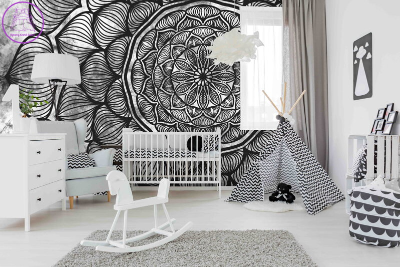 Tapeta Mandala černobílá