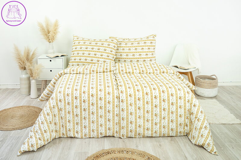 Ložní povlečení bavlněné Stanex retro béžové (LS250), 140 x 220 + 90 x 70, Knoflíkové