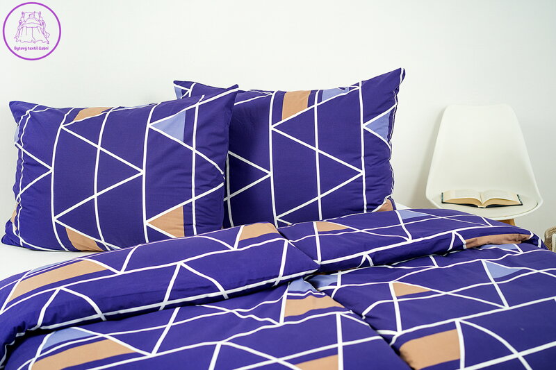 Povlak na polštář bavlněný Stanex pyramidy fialové (LS298), 40 x 40 cm, Knoflíkové