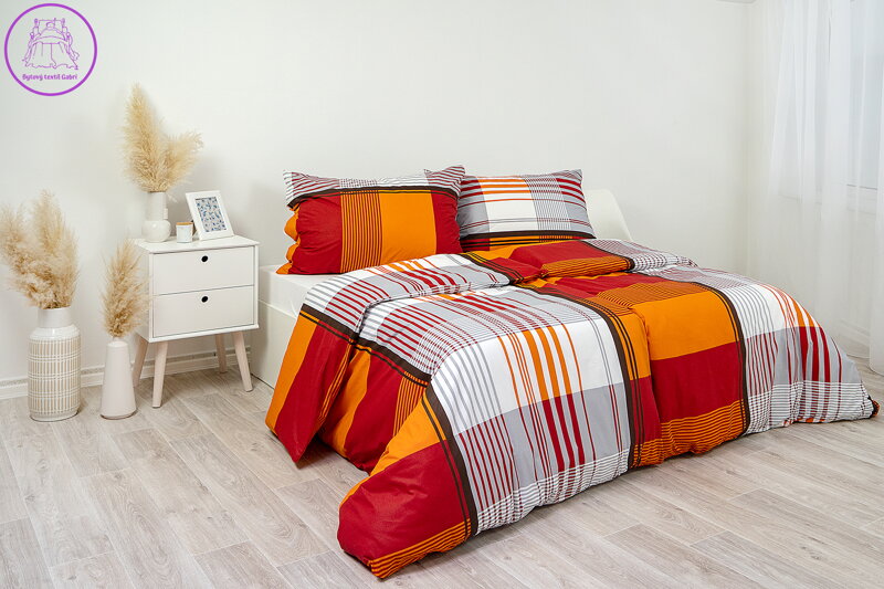 Ložní povlečení krepové Stanex Sofie oranžová (LS279), 140 x 220 + 90 x 70, Knoflíkové