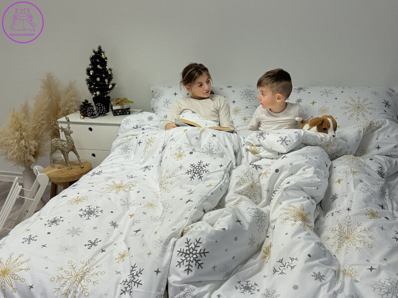 Ložní povlečení krepové Stanex magic white (LS387), 140 x 220 + 90 x 70, Knoflíkové