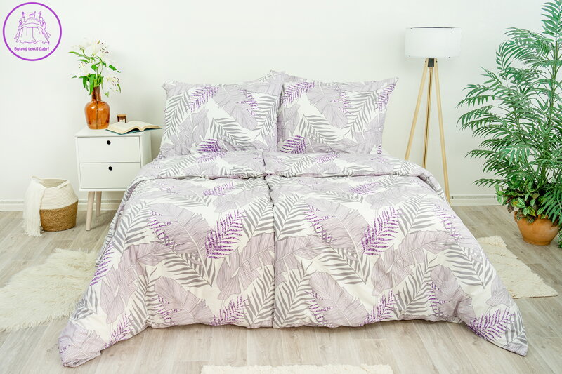 Ložní povlečení bavlněné Stanex Irina fialová (LS260), 140 x 200 + 90 x 70, Zip