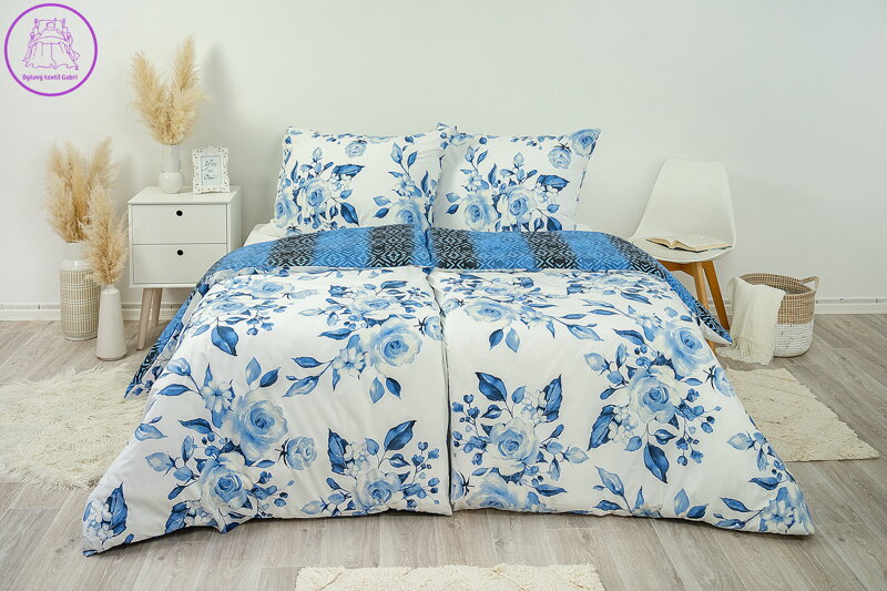 Metráž bavlna modré růže (LS289)