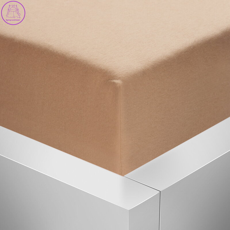 Jersey napínací prostěradlo s lycrou Stanex - šedohnědé (cappuccino), 180 x 200