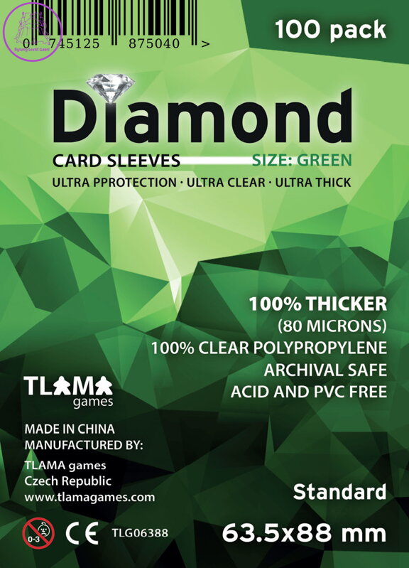 Obaly na karty Diamond Green: Standard (63,5x88 mm)  (80 mikronů, 100 ks)