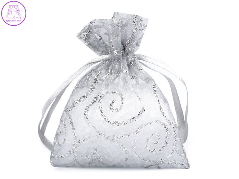 Dárkový pytlík 6,5x9 cm organza s glitry