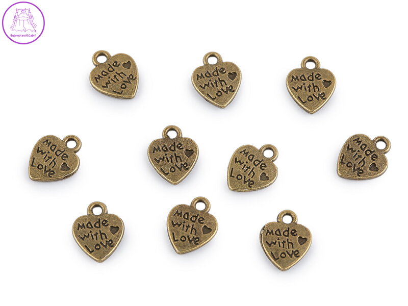 Přívěsek srdce Made with love 10x12 mm Přívěsek srdce Made with love 10x12 mm