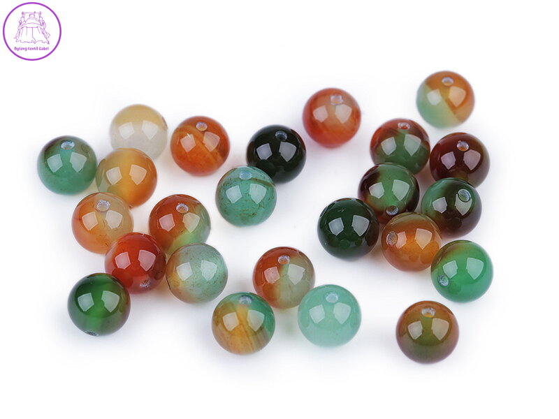Minerální korálky Achát multicolor, dobarvený Ø8 mm Minerální korálky Achát multicolor, dobarvený Ø8 mm