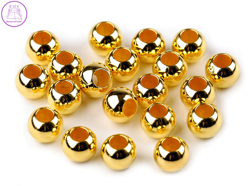 Plastové korálky Metalic s velkým průvlekem / plavkové 8x10 mm