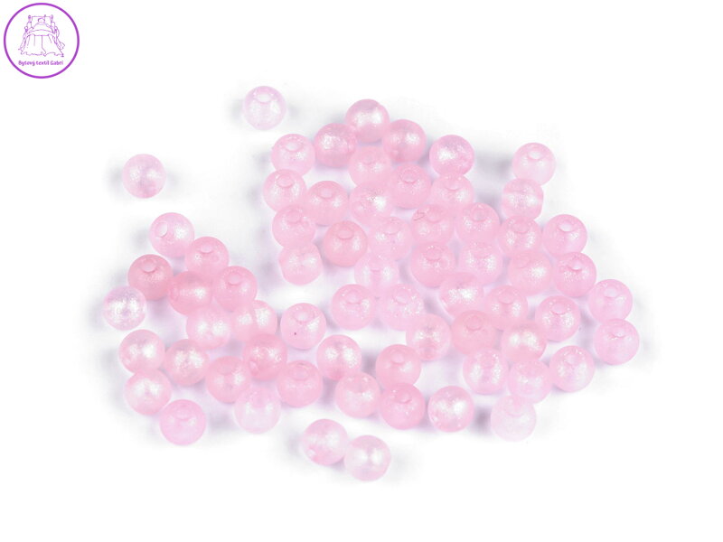 Plastové korálky perleťový AB frost efekt Ø6 mm