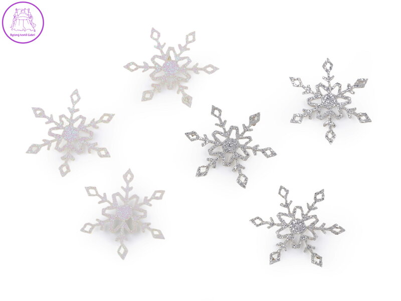 Vánoční filcová vločka s glitry Ø30 mm