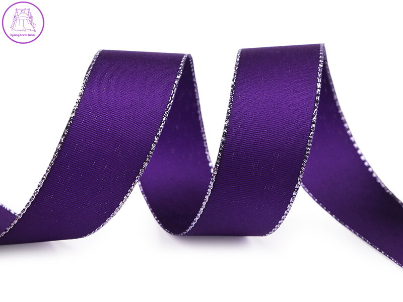 Stuha taftová šíře 25 mm s lurexem