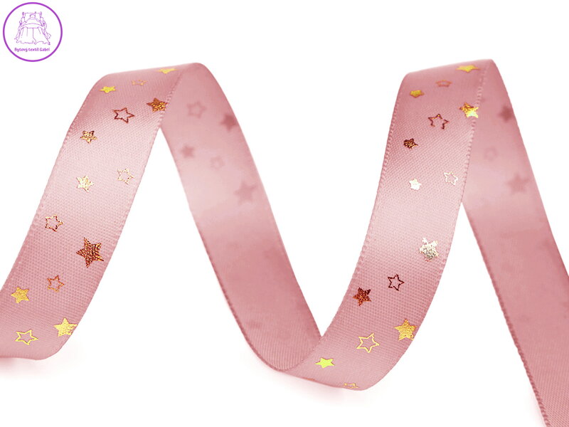 Vánoční saténová stuha hvězdy šíře 15 mm
