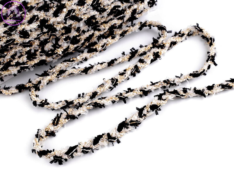 Prýmek splétaný s drobnými flitry šíře 10 mm